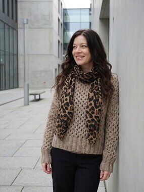 Brown Openwork Knit Sweater - Handmade Loose Fit Pullover